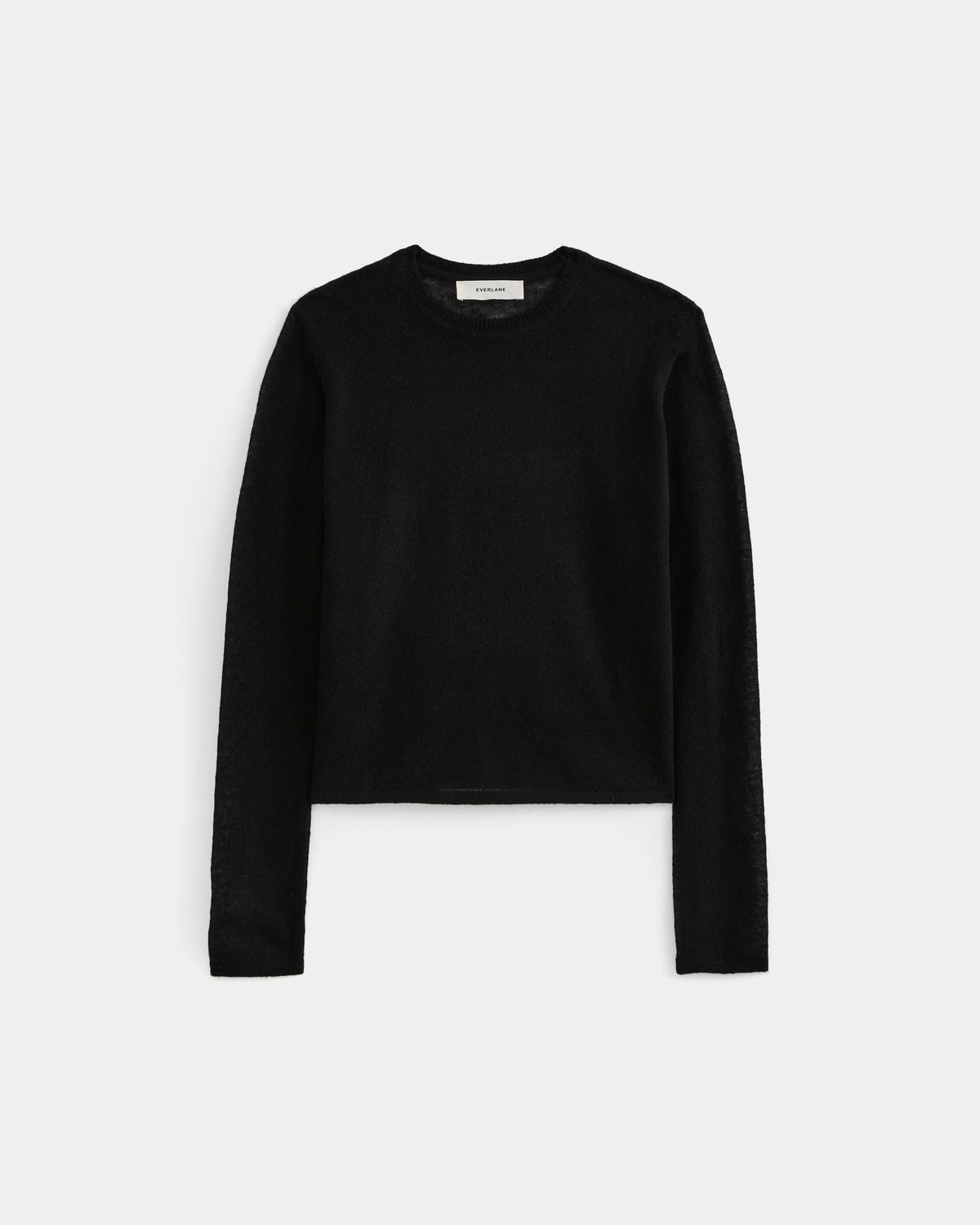 Air Alpaca Long-Sleeve Slim Crew |  Black