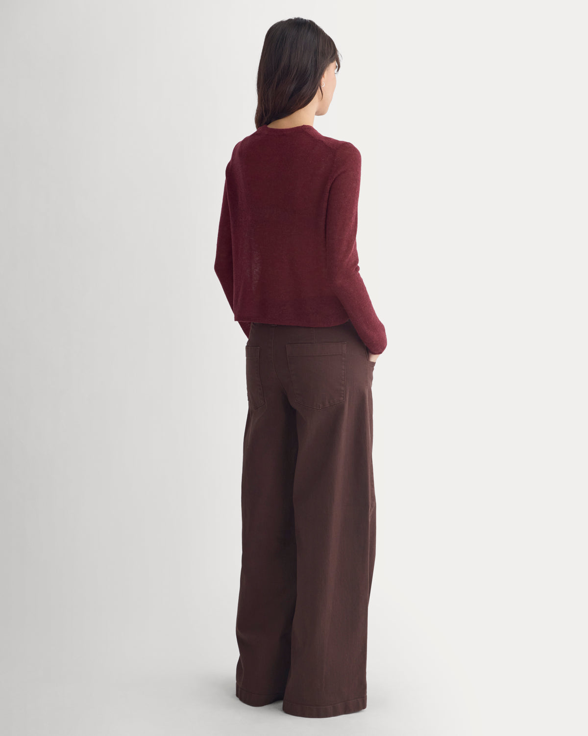 Air Alpaca Long-Sleeve Slim Crew | Cabernet
