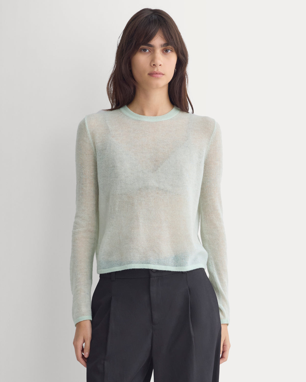 Air Alpaca Long-Sleeve Slim Crew | Lily Green
