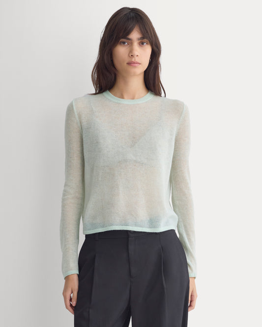 Air Alpaca Long-Sleeve Slim Crew | Lily Green