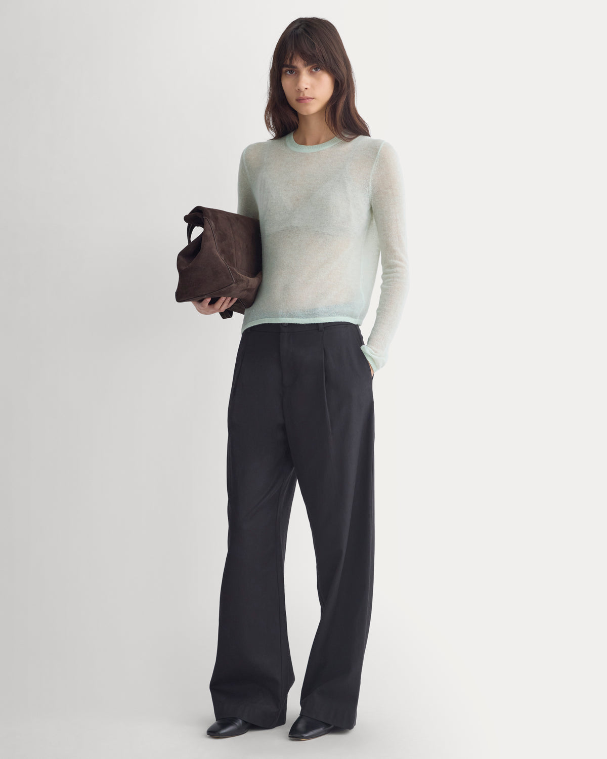 Air Alpaca Long-Sleeve Slim Crew | Lily Green