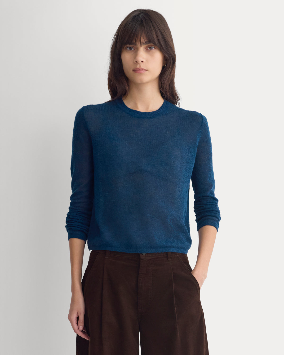 Air Alpaca Long-Sleeve Slim Crew | Blue Wing Teal
