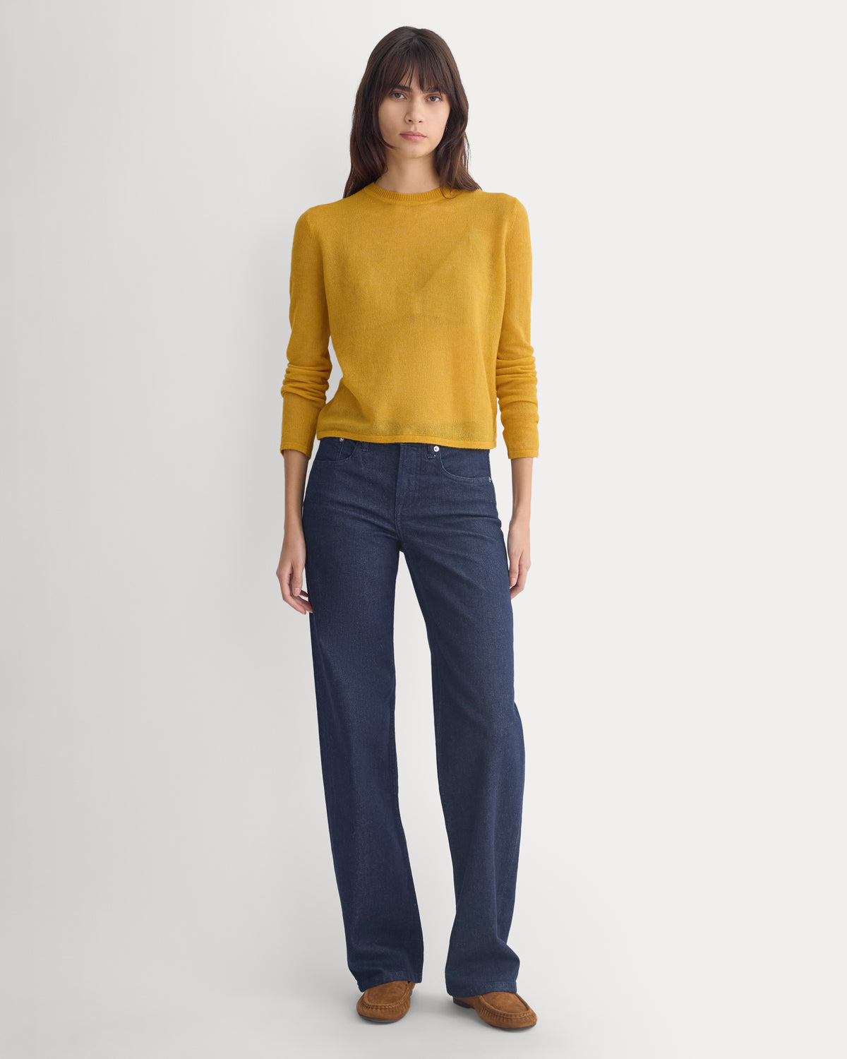 Air Alpaca Long-Sleeve Slim Crew | Golden Yellow