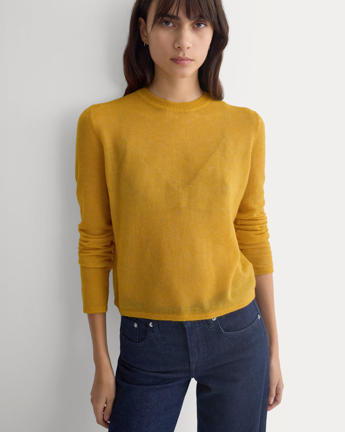 Air Alpaca Long-Sleeve Slim Crew | Golden Yellow