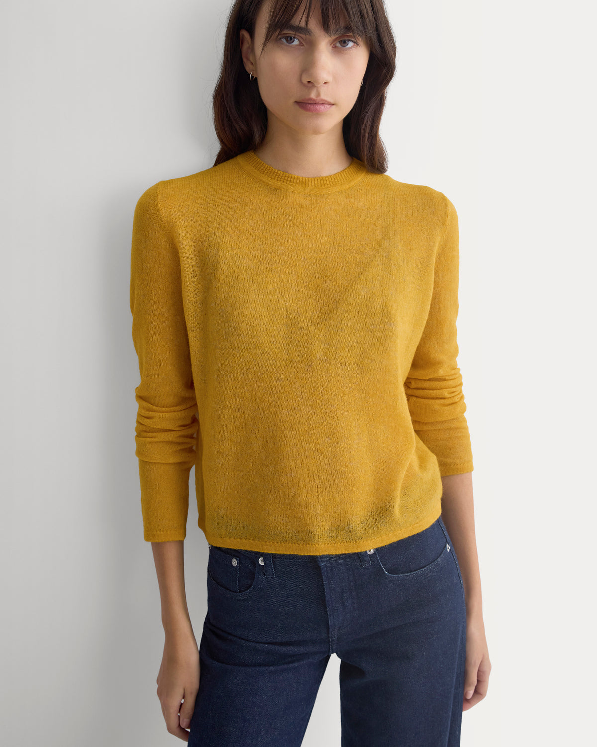 Air Alpaca Long-Sleeve Slim Crew | Meringue