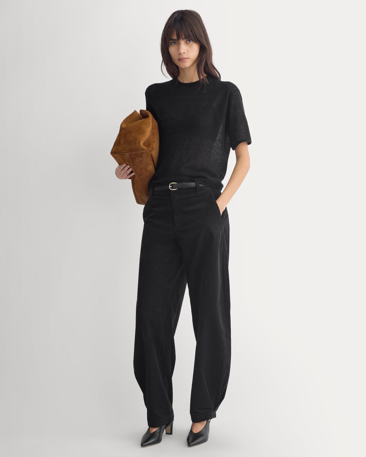 Air Alpaca Cropped Sweater Crew |  Black