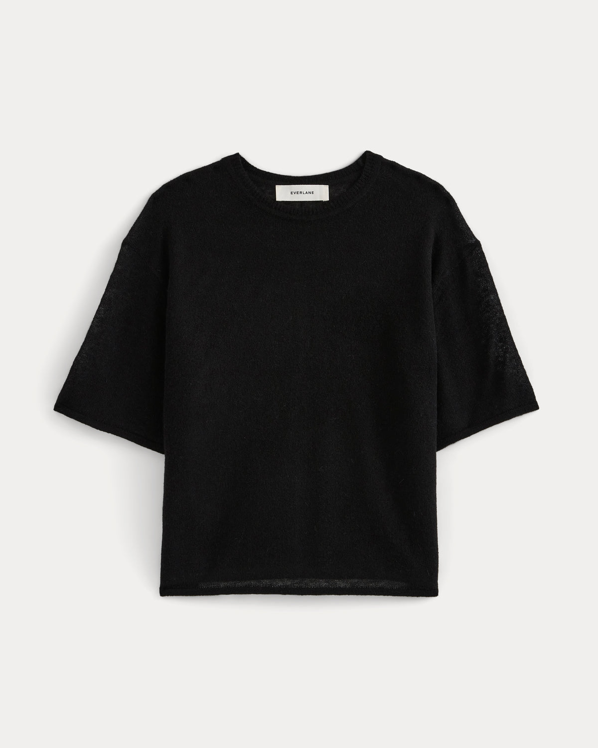 Air Alpaca Cropped Sweater Crew |  Black