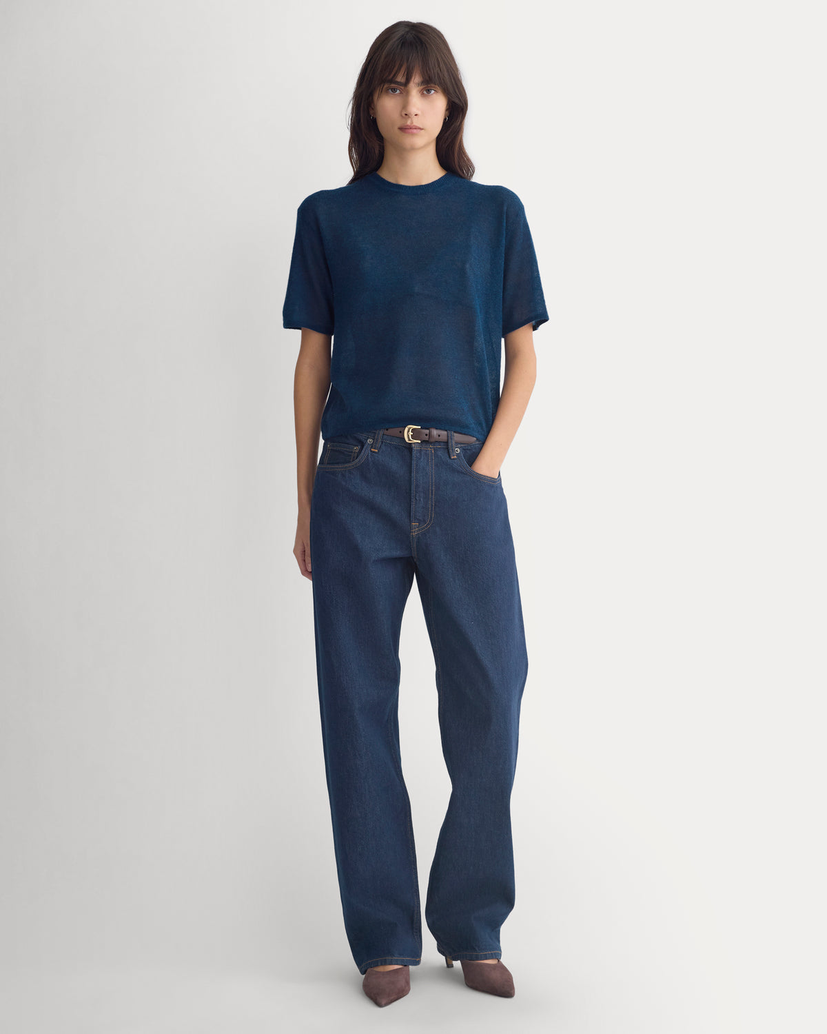 Air Alpaca Cropped Sweater Crew | Blue Wing Teal