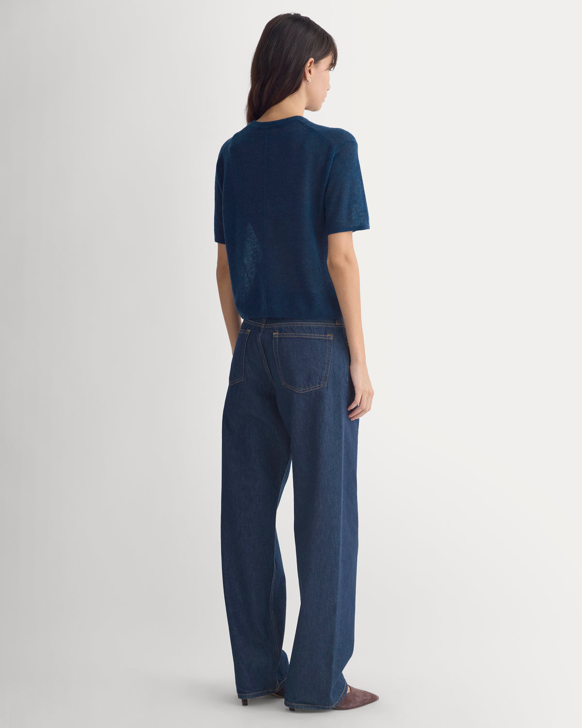 Air Alpaca Cropped Sweater Crew | Blue Wing Teal