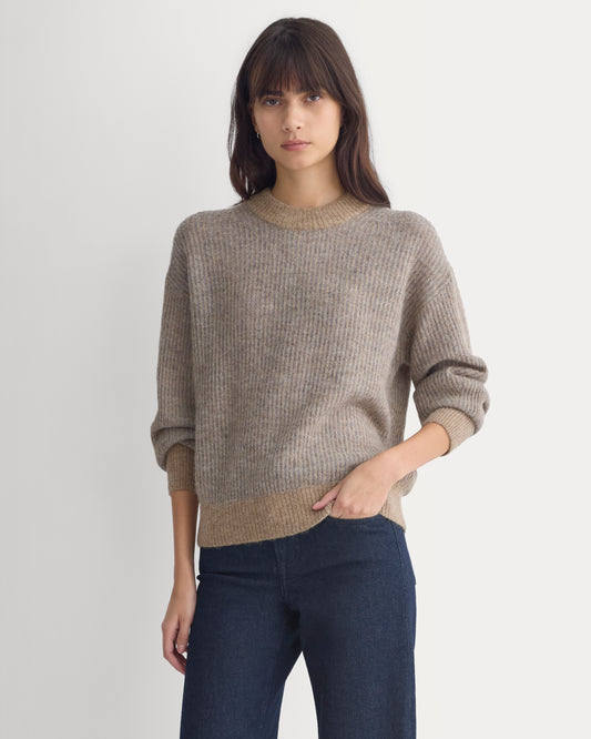 The Cocoon Crew in Alpaca | Heather Camel / Grey Stripe