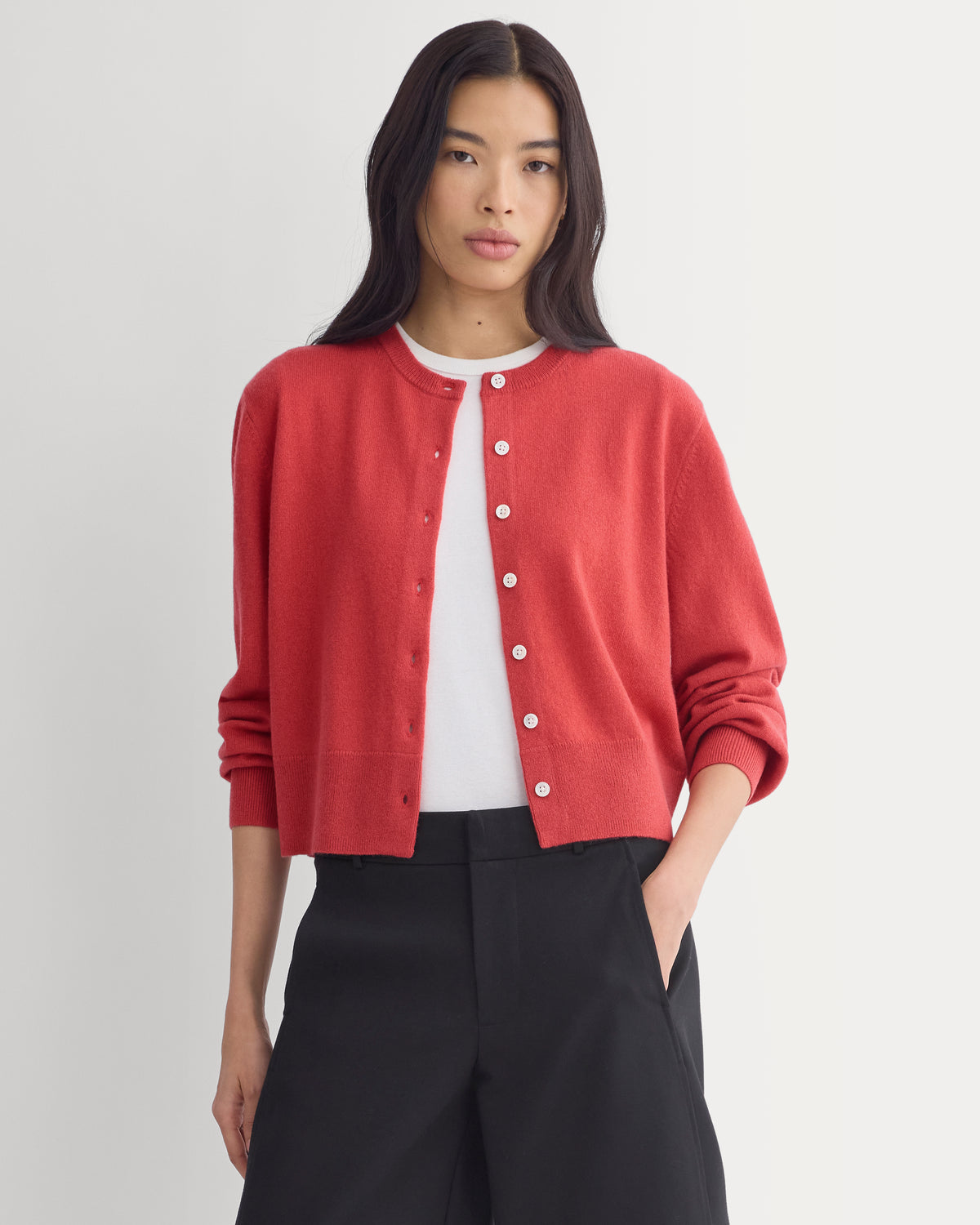 Cashmere Cropped Cardigan | Vintage Red