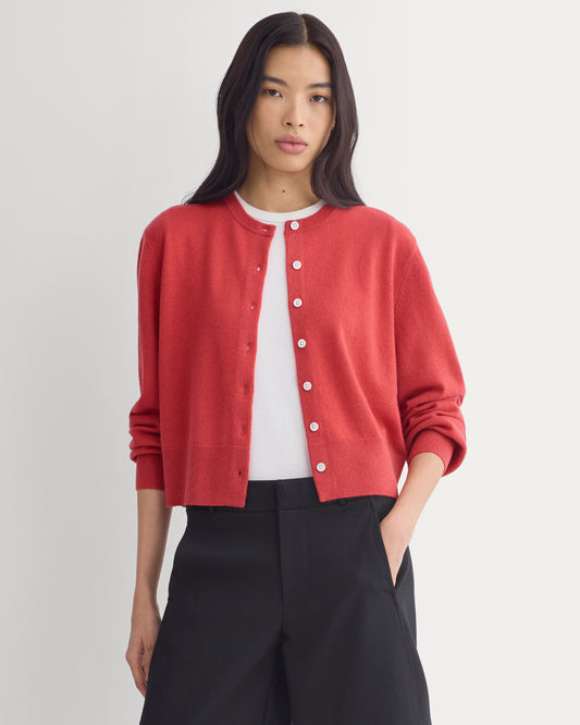 Cashmere Cropped Cardigan | Vintage Red