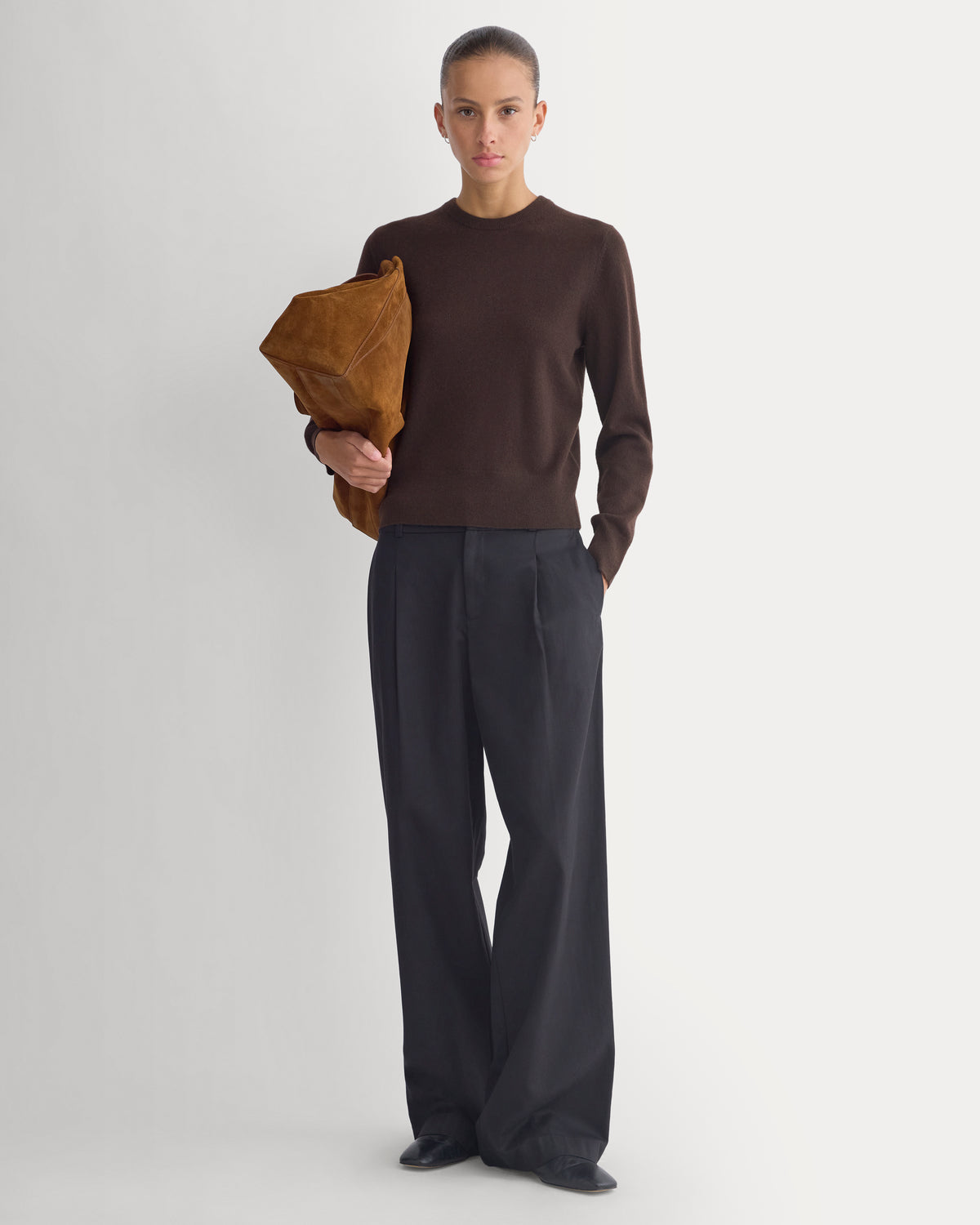 Cashmere Slim Crew Sweater | Coffee Bean