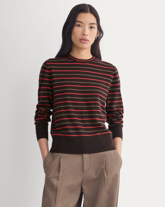 Cashmere Slim Crew Sweater | Cabernet / Coffee Bean