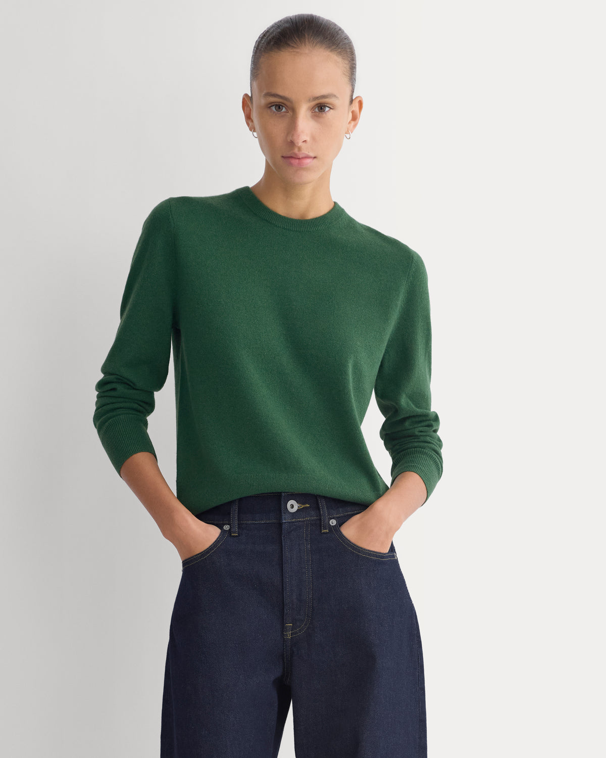 Cashmere Slim Crew Sweater | Eden Green