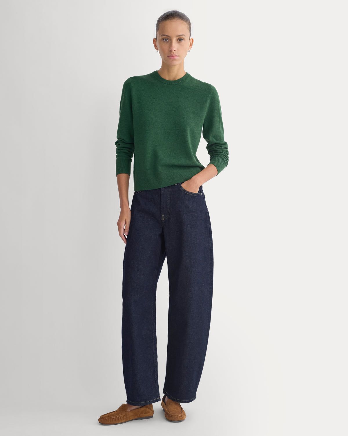 Cashmere Slim Crew Sweater | Eden Green