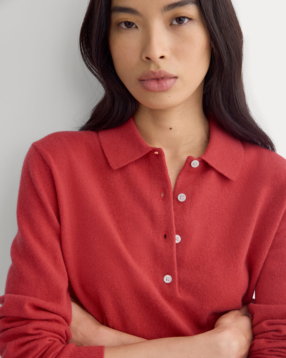Fine Cashmere Classic Polo | Vintage Red