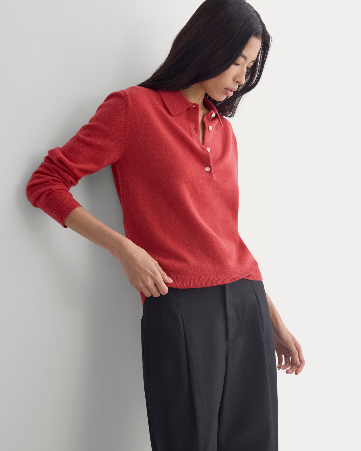Fine Cashmere Classic Polo | Vintage Red