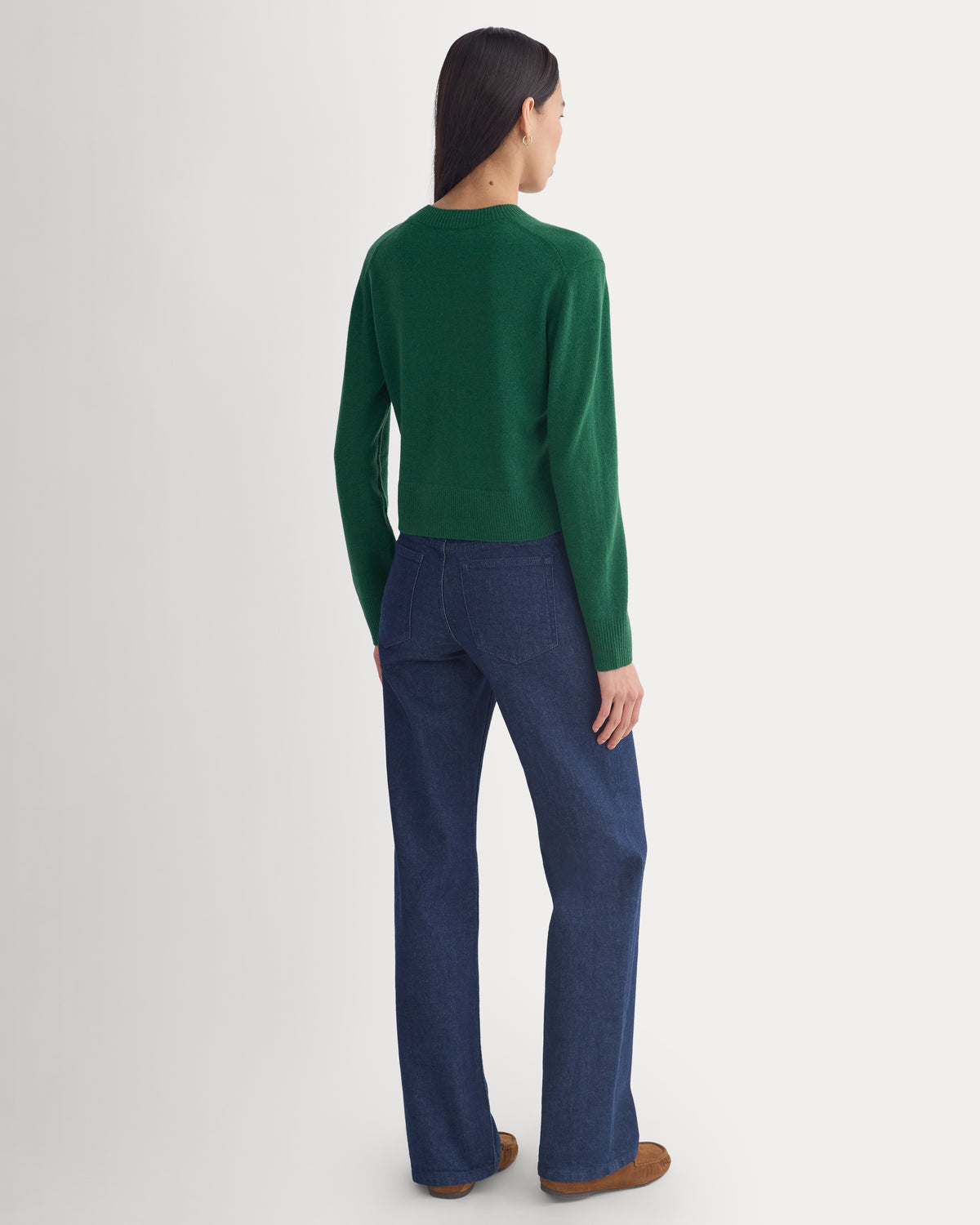 Cashmere Cropped High-V Sweater | Eden Green