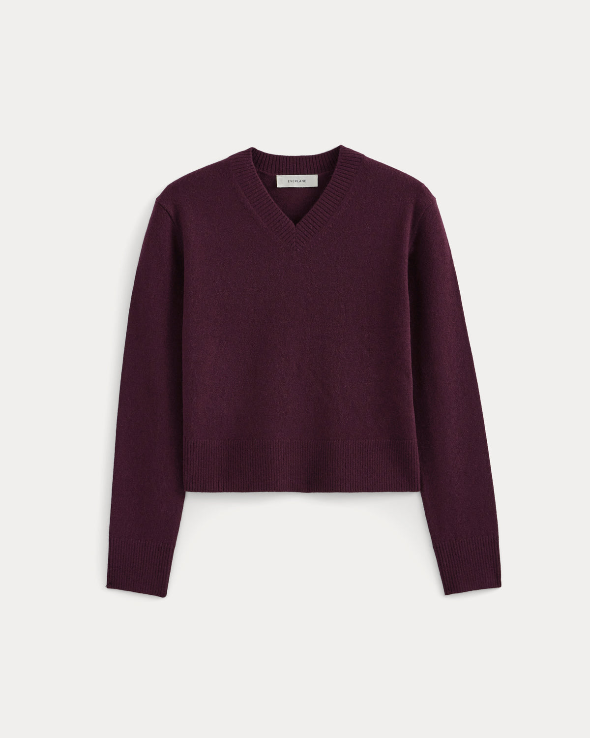 Cashmere Cropped High-V Sweater | Deep Plum