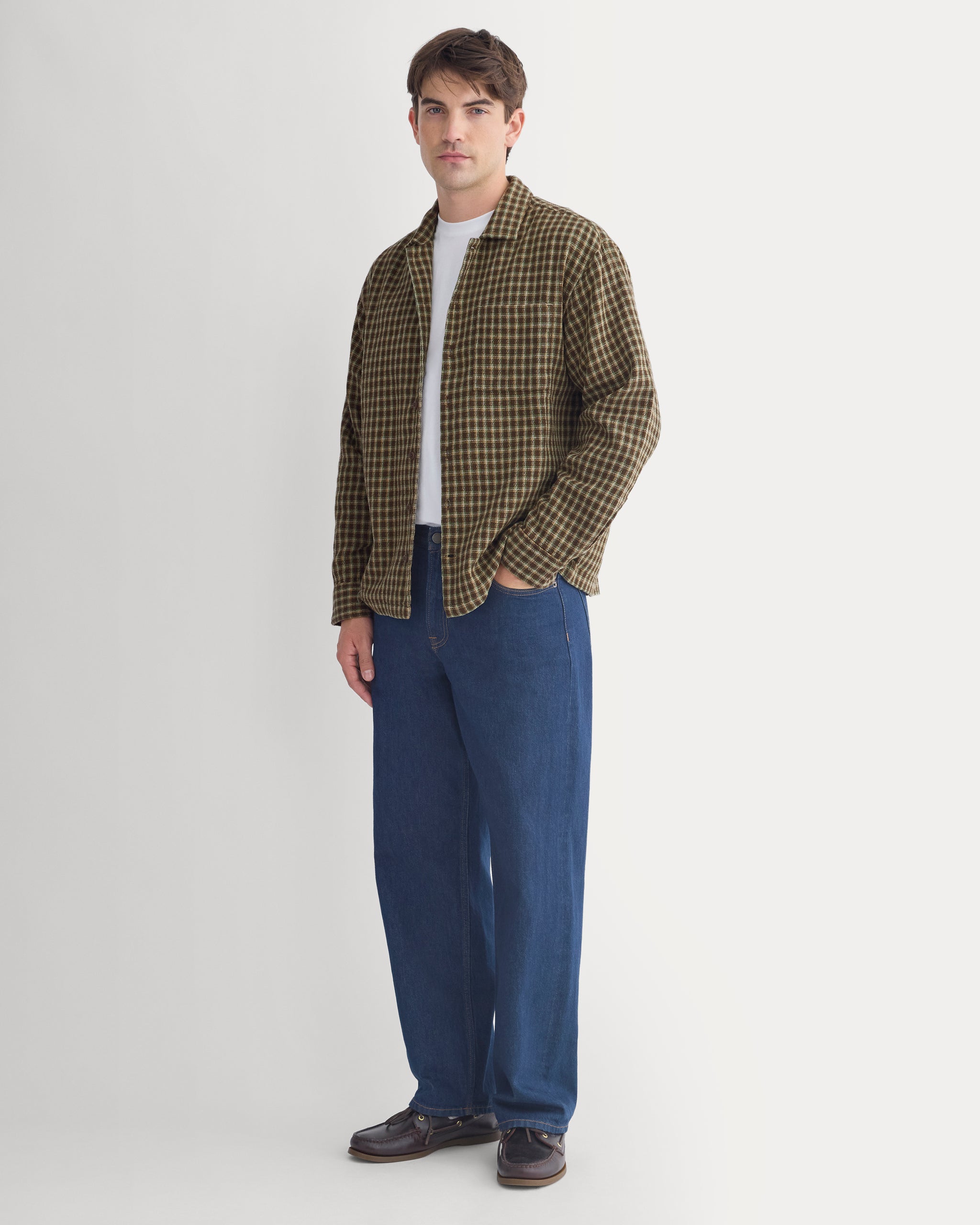 Double-Gauze Button-Down Shirt | Brown