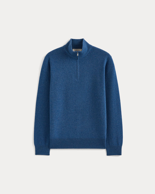 Cashmere Quarter Zip Sweater | Heathered Blue