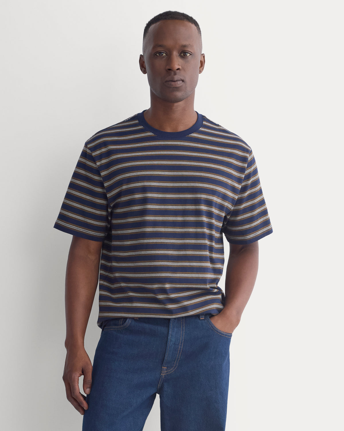 Archive Standard-Fit Cotton Crew | Navy / Burgundy