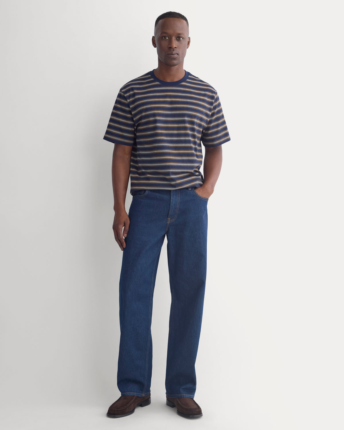 Archive Standard-Fit Cotton Crew | Navy / Burgundy