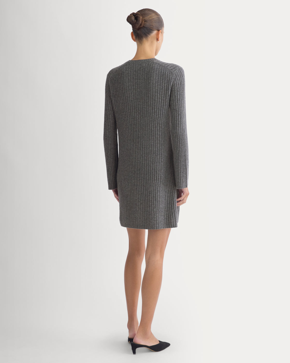 Cashmere Long-Sleeve Mini Dress | Heathered Charcoal