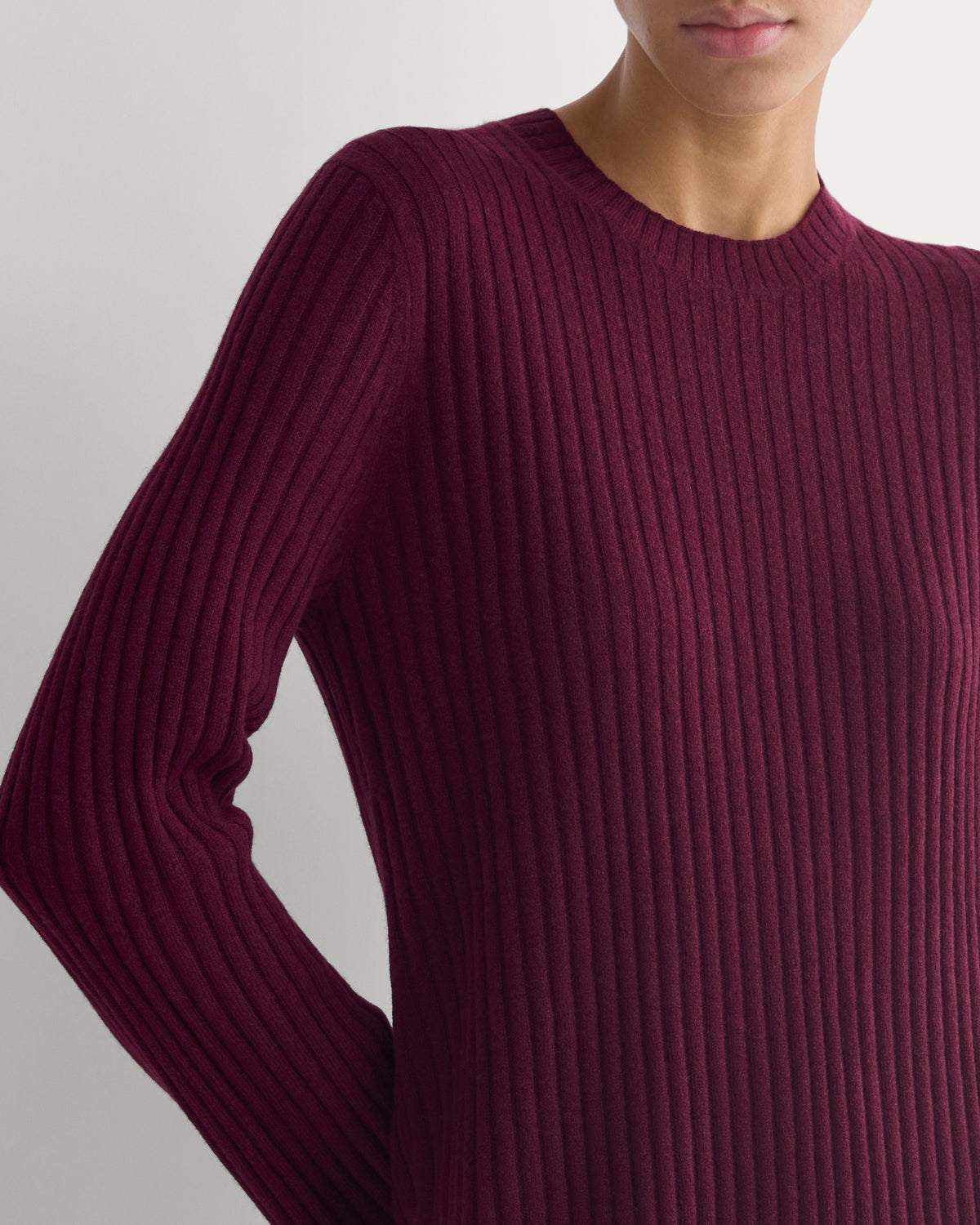 Cashmere Long-Sleeve Mini Dress | Deep Plum