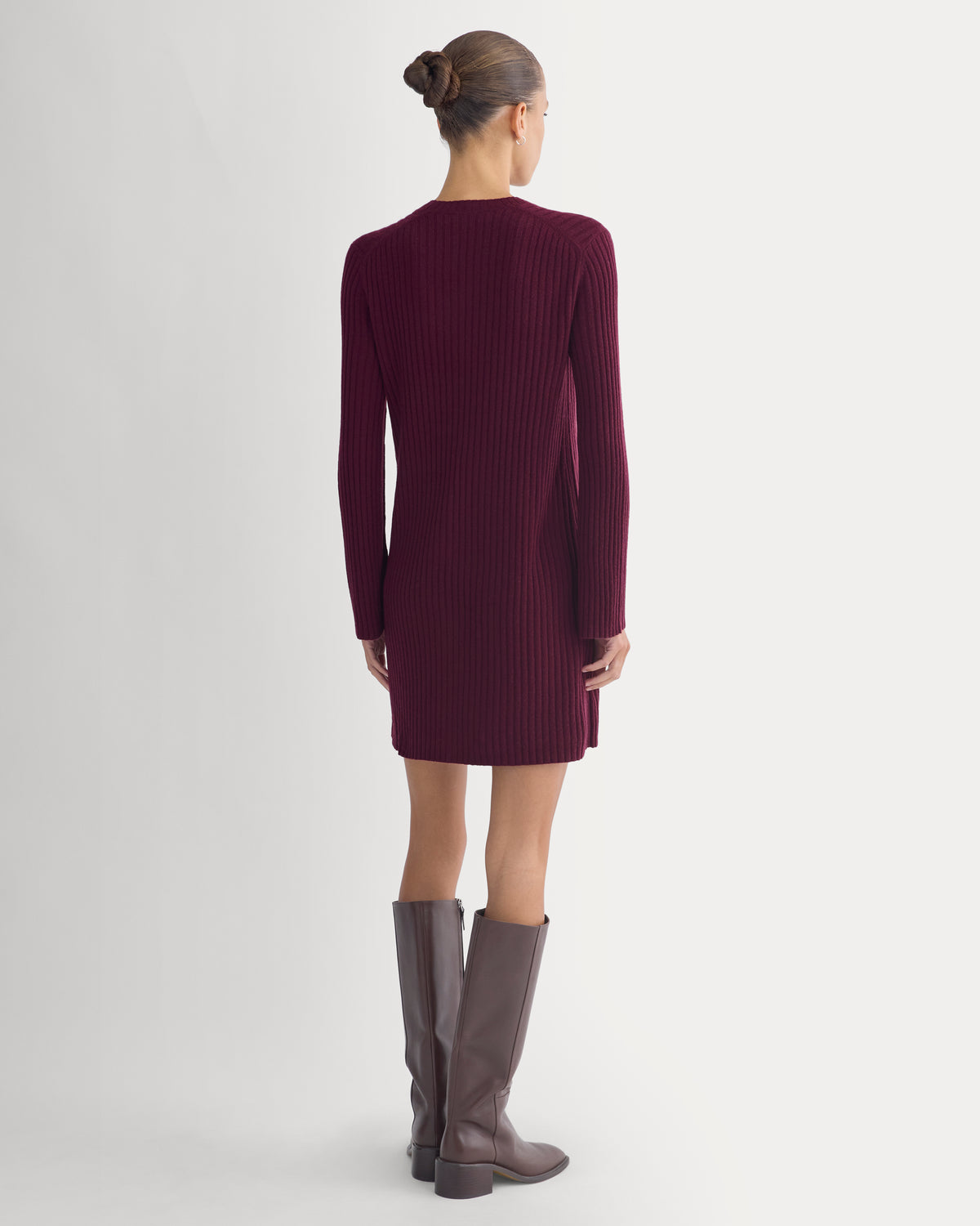 Cashmere Long-Sleeve Mini Dress | Deep Plum