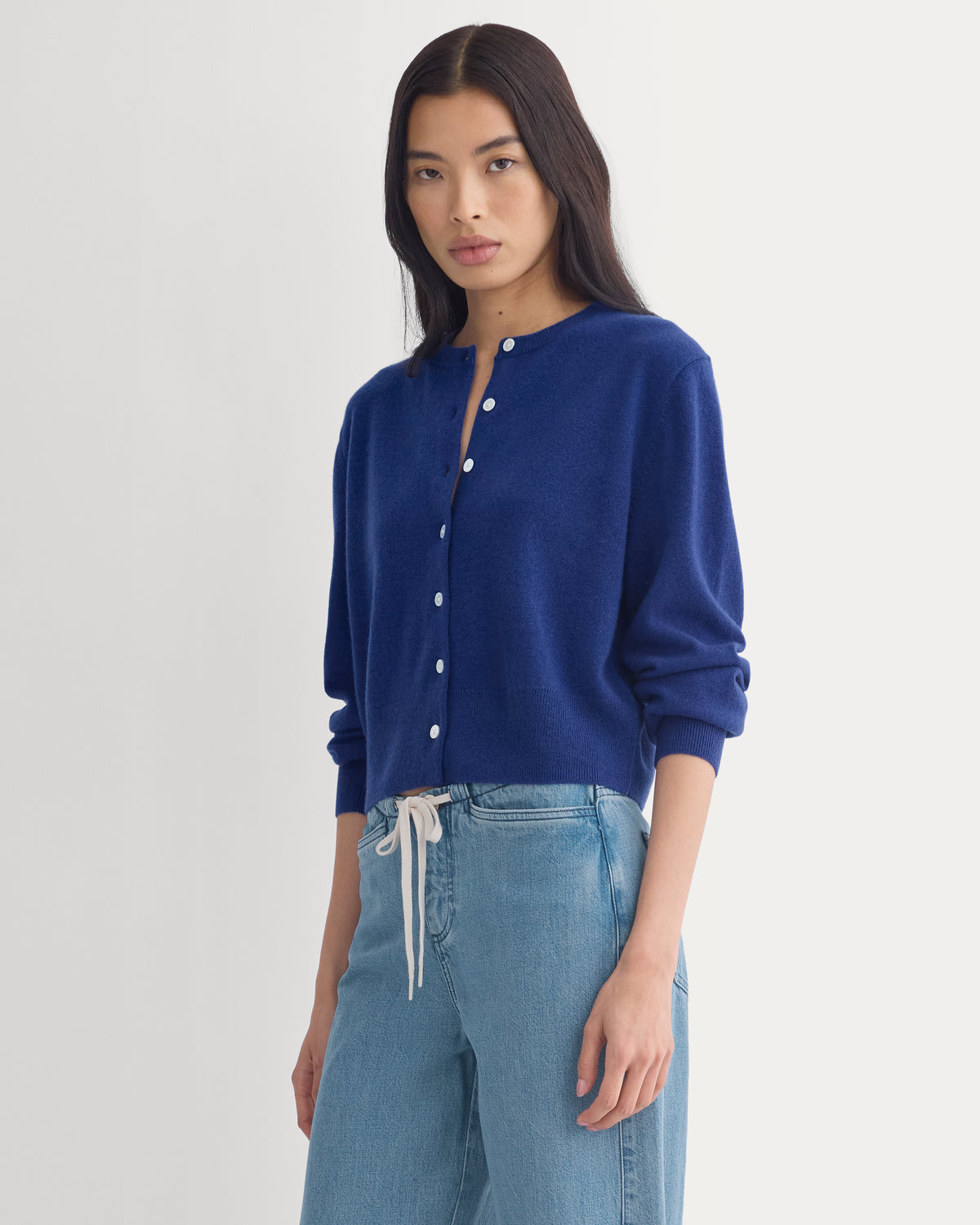 Cashmere Cropped Cardigan | Klein Blue