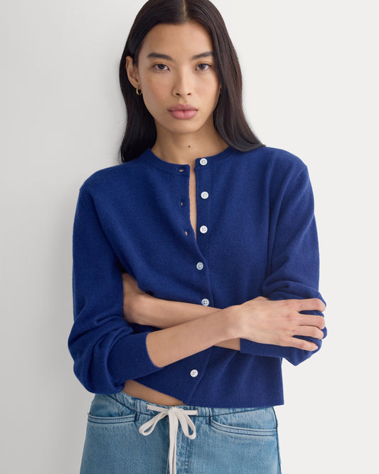 Cashmere Cropped Cardigan | Klein Blue