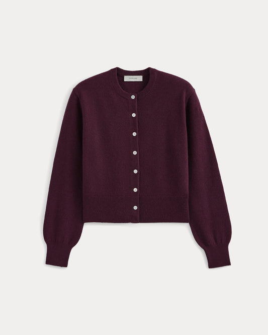 Cashmere Cropped Cardigan | Deep Plum