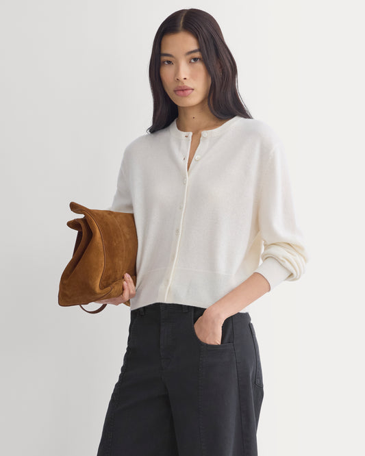 Cashmere Cropped Cardigan | Snow