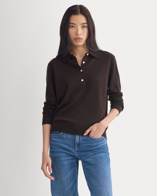 Fine Cashmere Classic Polo | Coffee Bean