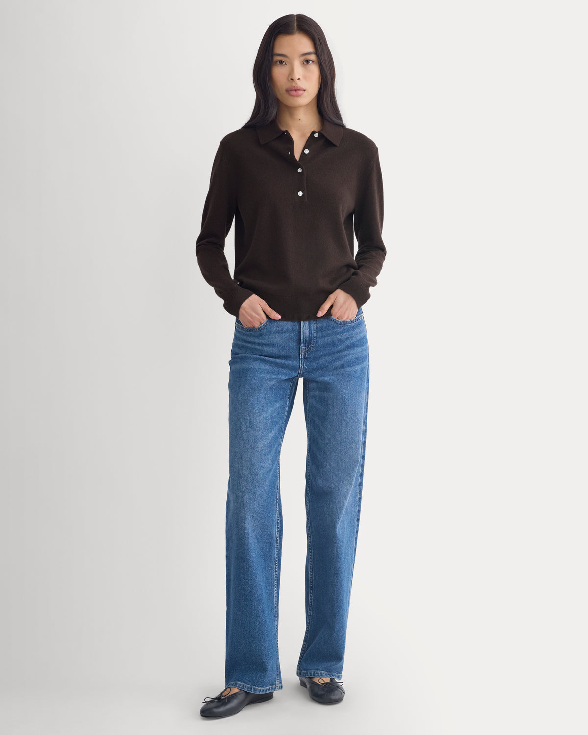 Fine Cashmere Classic Polo | Coffee Bean