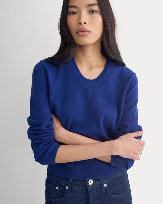 Fine Cashmere Long-Sleeve U-Neck Sweater | Klein Blue