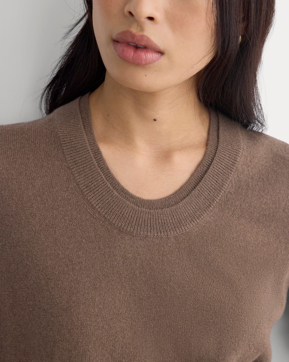 Fine Cashmere Long-Sleeve U-Neck Sweater | Deep Taupe