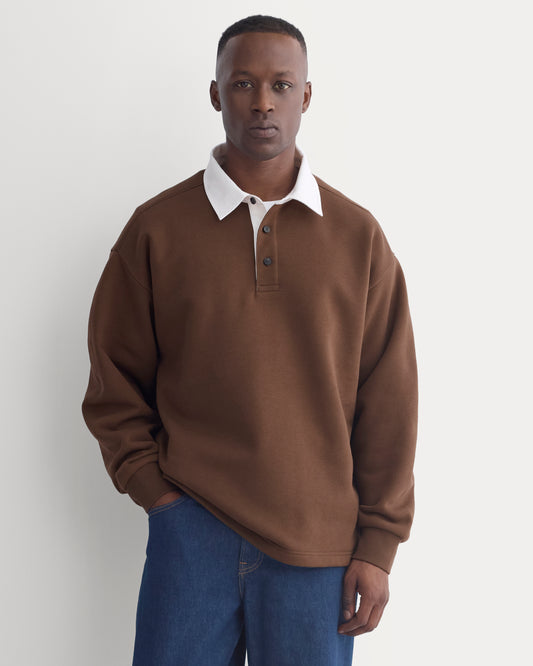 Luxe Fleece Rugby Polo | Cocoa
