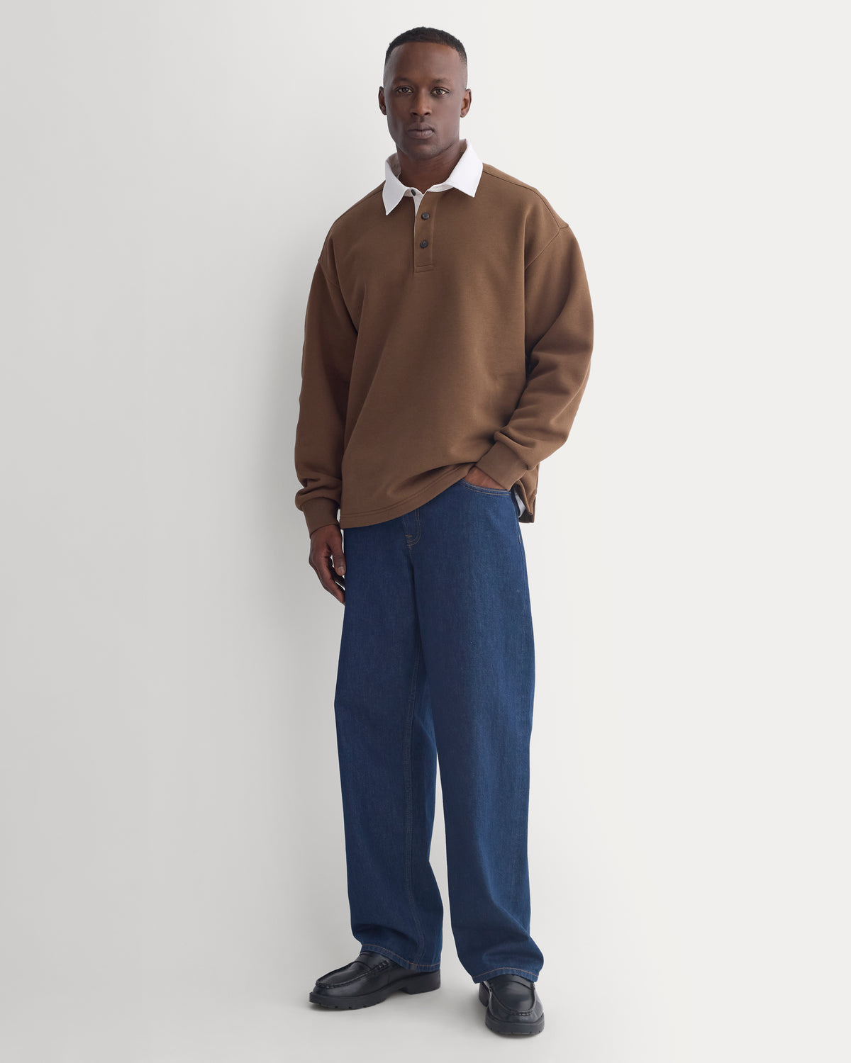 Luxe Fleece Rugby Polo | Cocoa