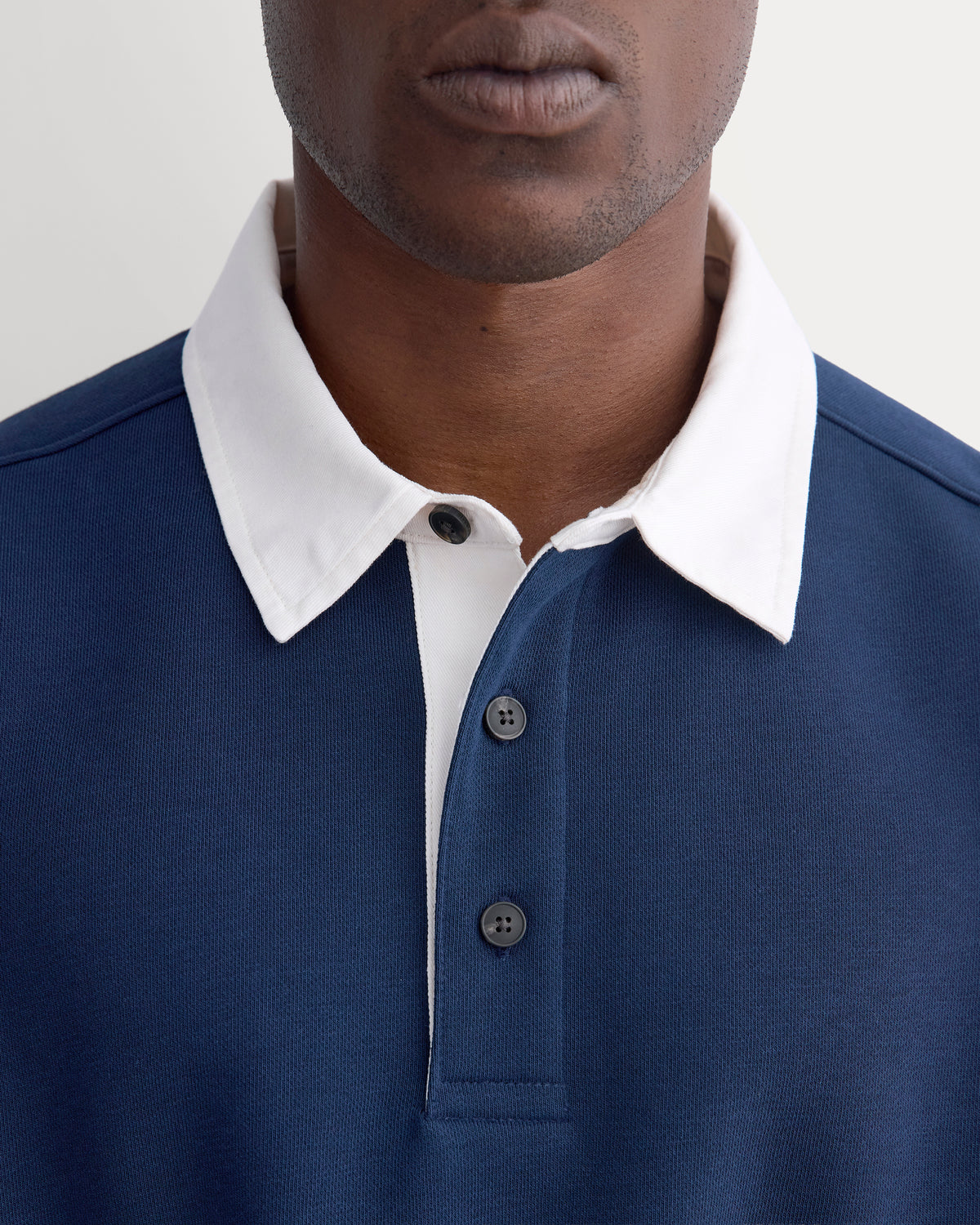 Luxe Fleece Rugby Polo | Deep Navy
