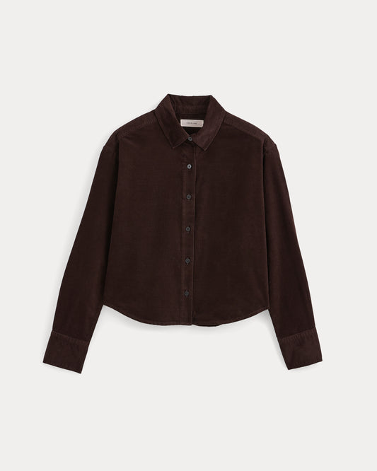 Cropped Shirt in Pinwale Corduroy | Coffee Bean