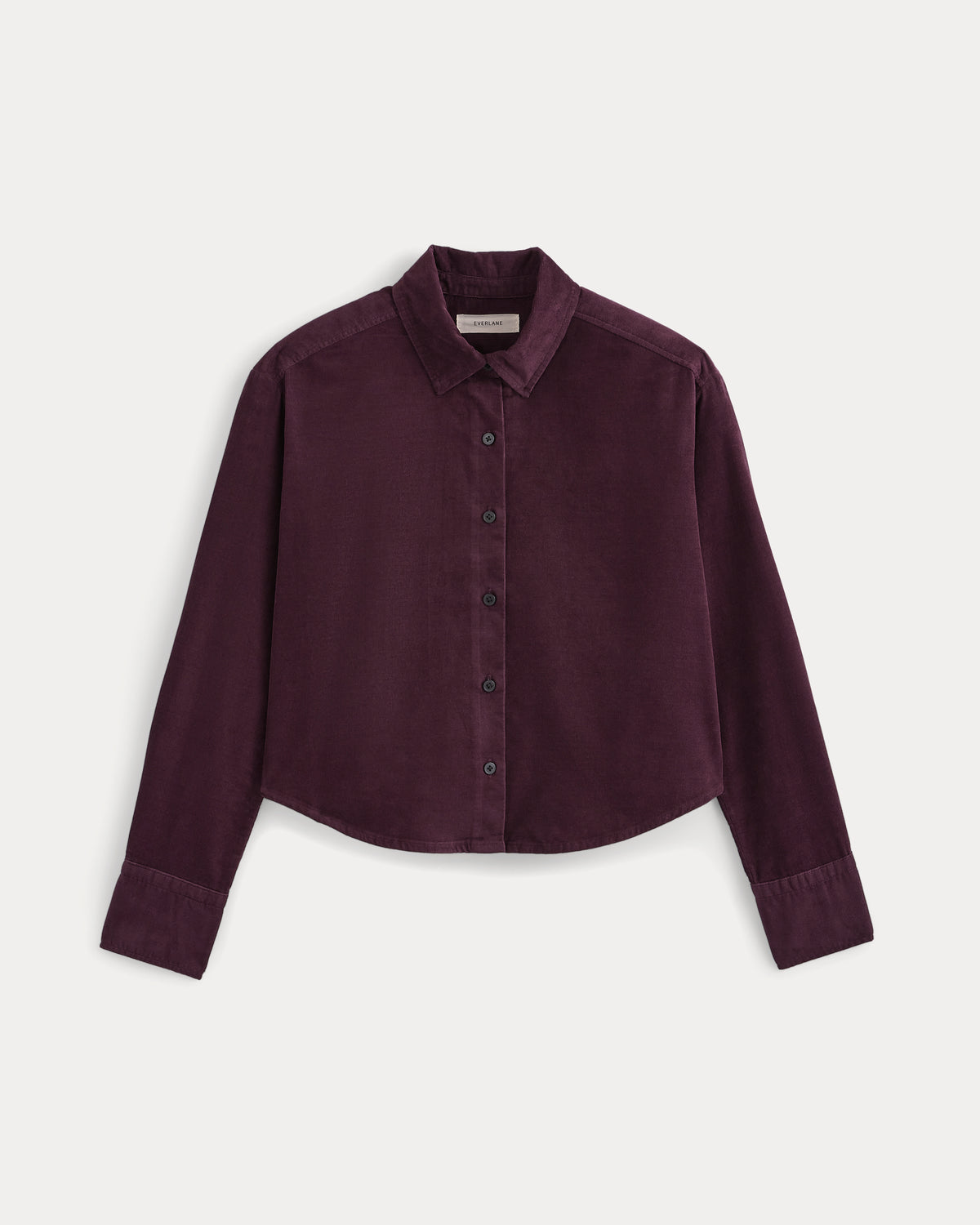 Cropped Shirt in Pinwale Corduroy | Deep Plum