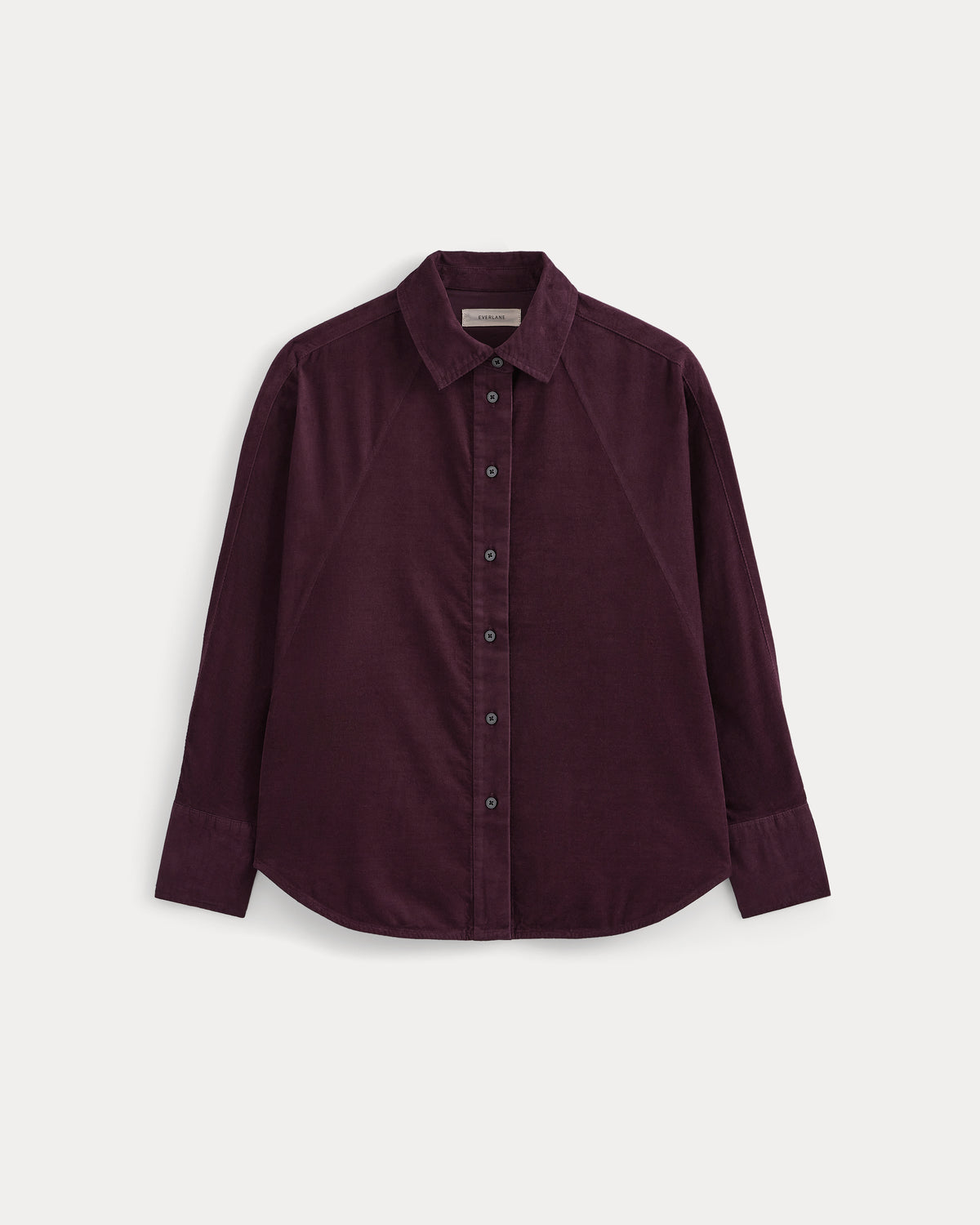 Oversized Raglan Shirt in Pinwale Corduroy - Eden Green | Deep Plum