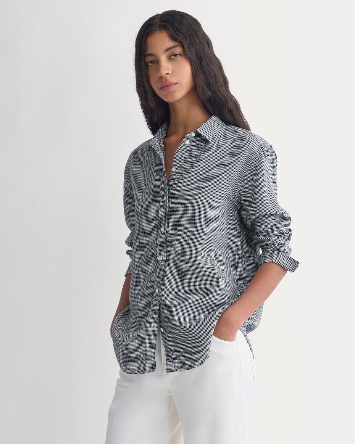 The Must-Have Shirt in Linen | True Navy/Skywriting Gingham