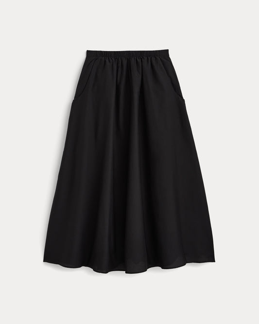 Pull-On Maxi Skirt in Cotton Silk | Black