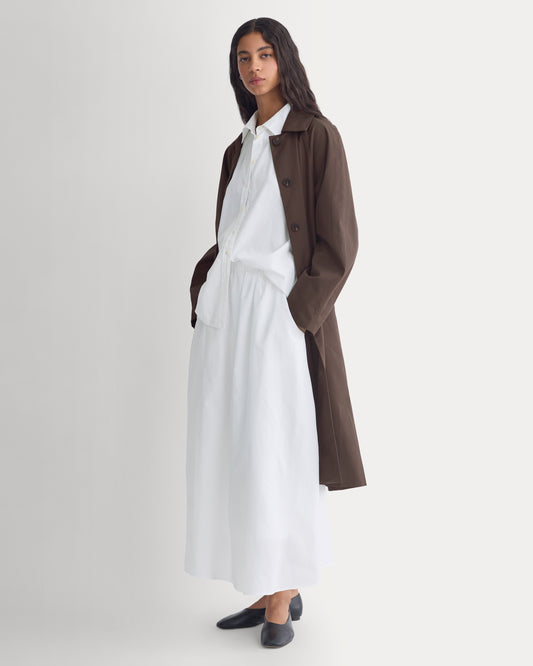 Pull-On Maxi Skirt in Cotton Silk | White