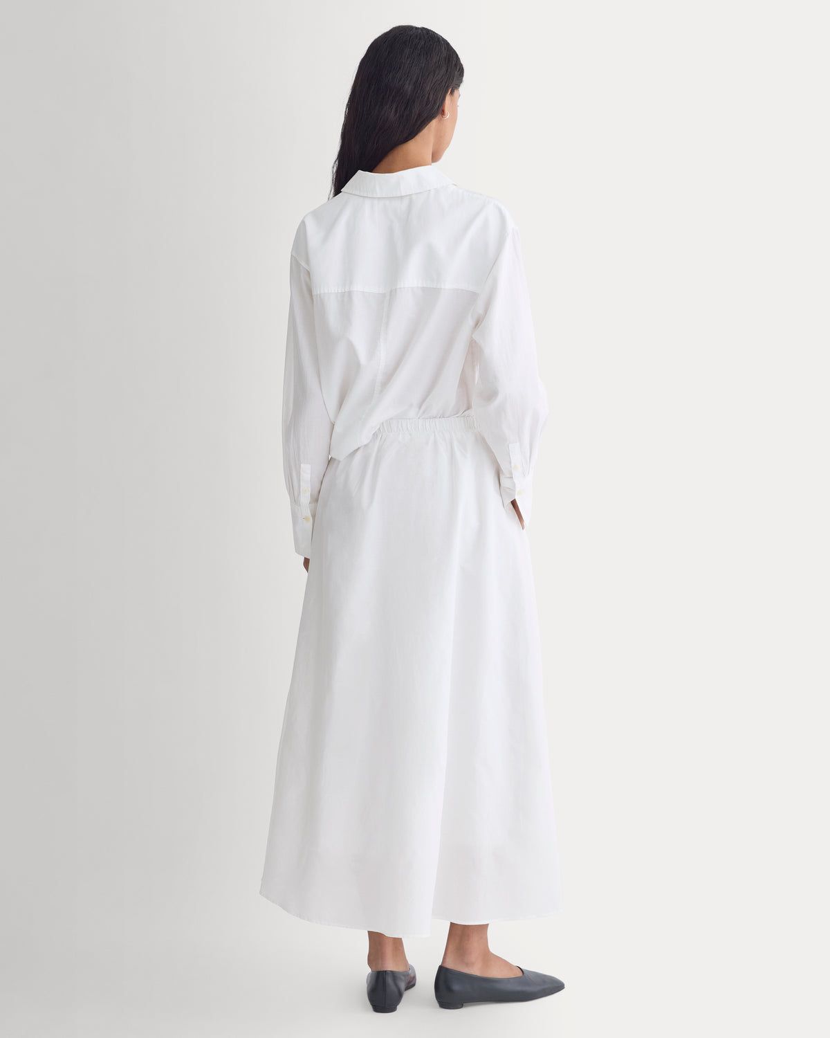 Pull-On Maxi Skirt in Cotton Silk | White