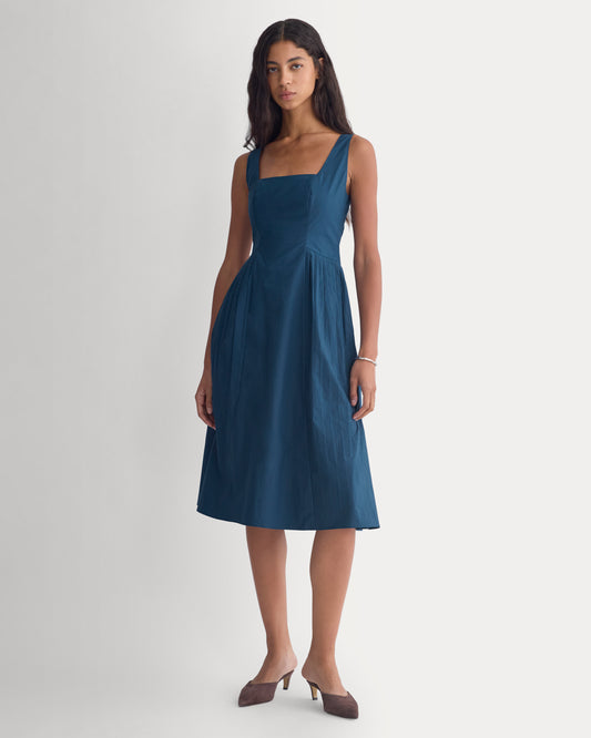 Cotton Pleated Mini Dress | Blue Wing Teal
